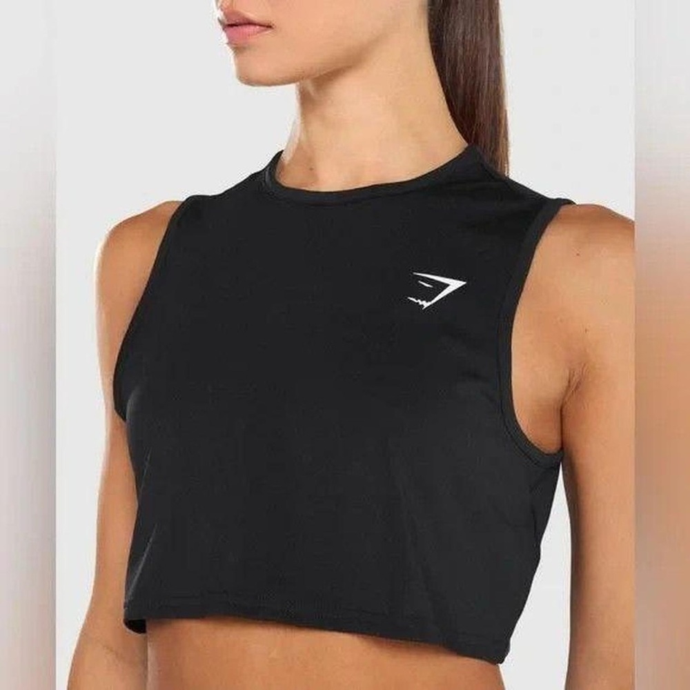 Gymshark Training Crop Tank Black Sleeveless Cropped Workout Top Size Small